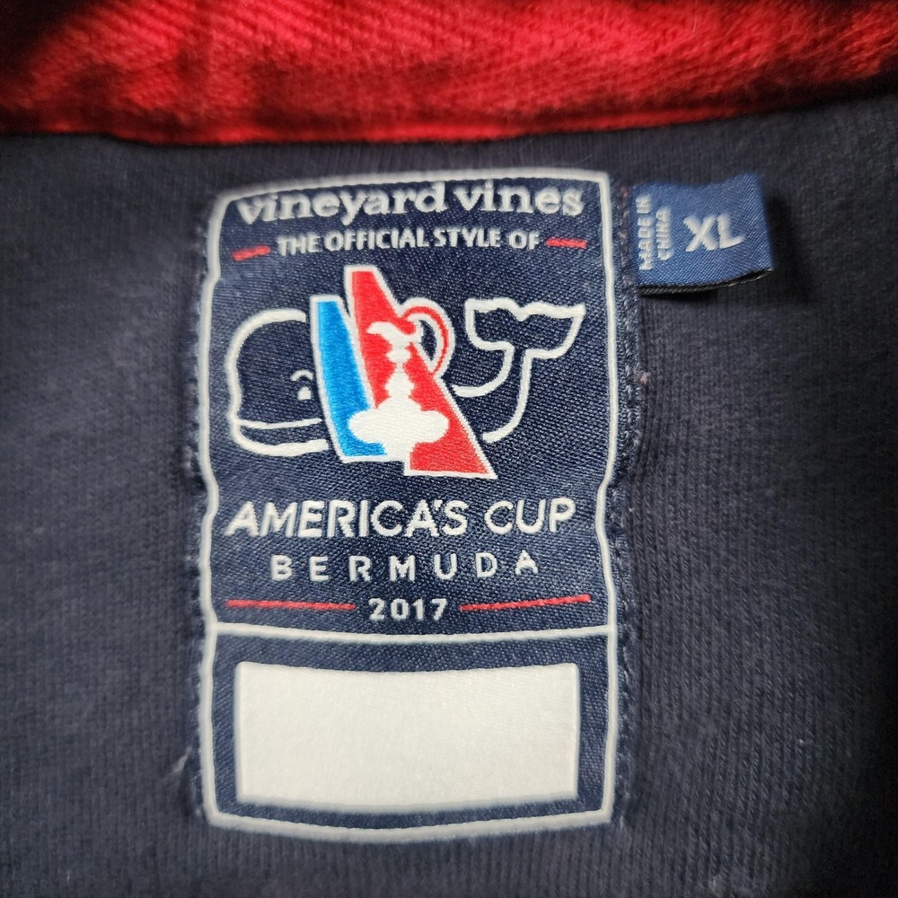 Vineyard Vines Jacket Mens XL Navy 1/4 Zip Fleece America's Cup Bermuda 2017 - Picture 9 of 13